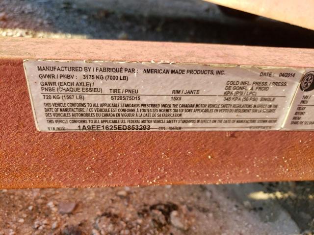 1A9EE1625ED853293 - 2014 UTILITY TRAILER წითელი ფოტო 10