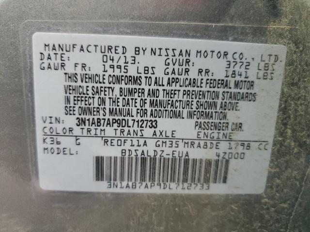 3N1AB7AP9DL712733 - 2013 NISSAN SENTRA S GRAY photo 12