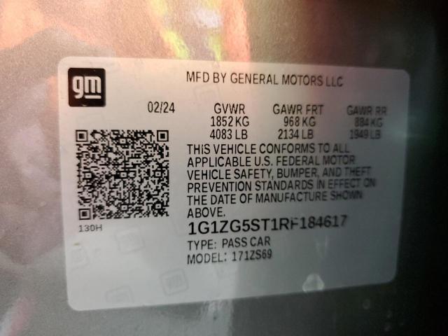 1G1ZG5ST1RF184617 - 2024 CHEVROLET MALIBU RS SILVER photo 12