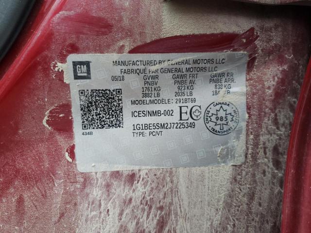 1G1BE5SM2J7225349 - 2018 CHEVROLET CRUZE LT 红色 照片 12