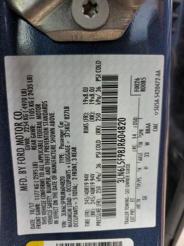 3LN6L5F98JR604820 - 2018 LINCOLN MKZ RESERVE ლურჯი ფოტო 12