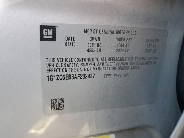 1G1ZC5EB3AF282437 - 2010 CHEVROLET MALIBU 1LT SILVER photo 12