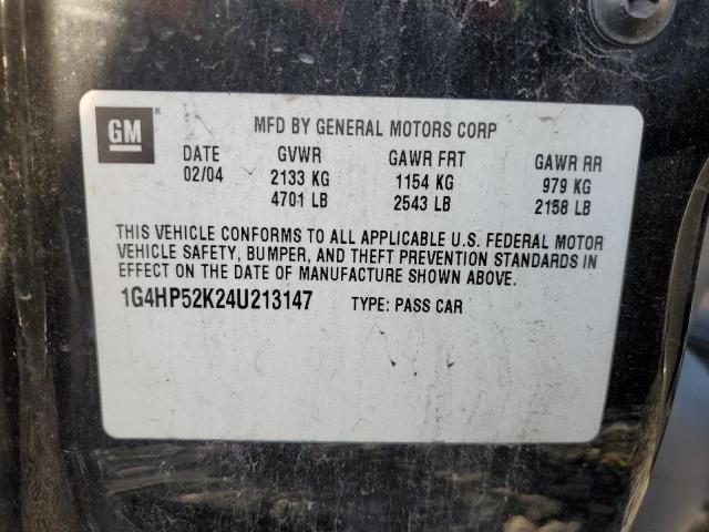 1G4HP52K24U213147 - 2004 BUICK LESABRE CUSTOM BLACK photo 12