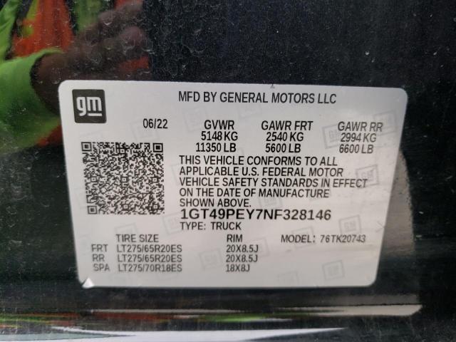 1GT49PEY7NF328146 - 2022 GMC SIERRA K2500 AT4 BLACK photo 13