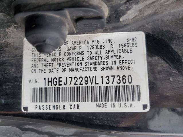 1HGEJ7229VL137360 - 1997 HONDA CIVIC HX BLACK photo 13