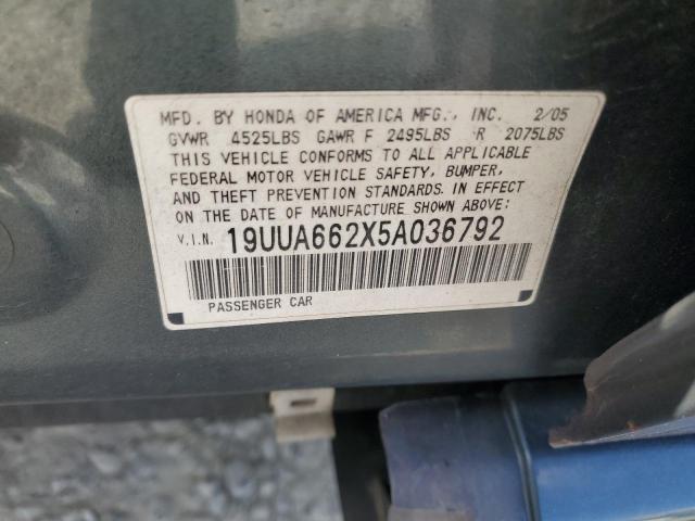 19UUA662X5A036792 - 2005 ACURA TL GREEN photo 12