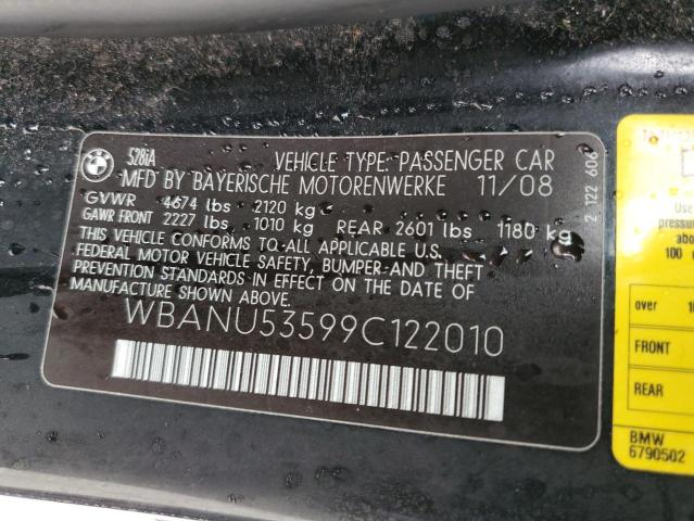 WBANU53599C122010 - 2009 BMW 528 I BLACK photo 12