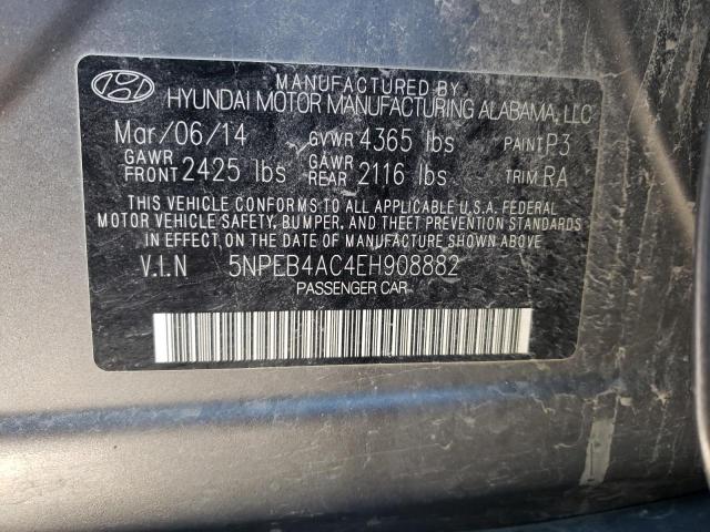 5NPEB4AC4EH908882 - 2014 HYUNDAI SONATA GLS SILVER photo 12