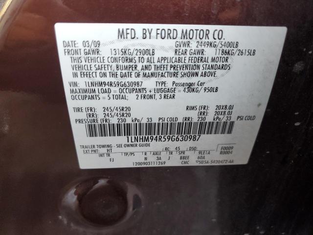 1LNHM94R59G630987 - 2009 LINCOLN MKS BROWN photo 13