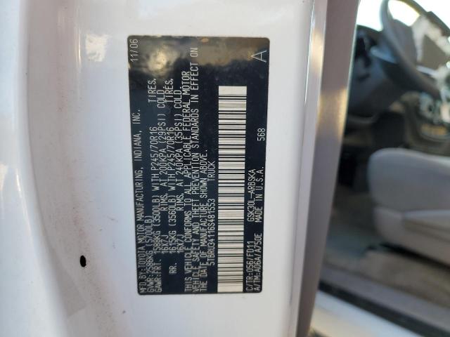 5TBRU34116S481553 - 2006 TOYOTA TUNDRA ACCESS CAB SR5 WHITE photo 12