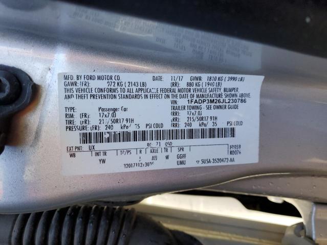 1FADP3M26JL230786 - 2018 FORD FOCUS SEL SILVER photo 13