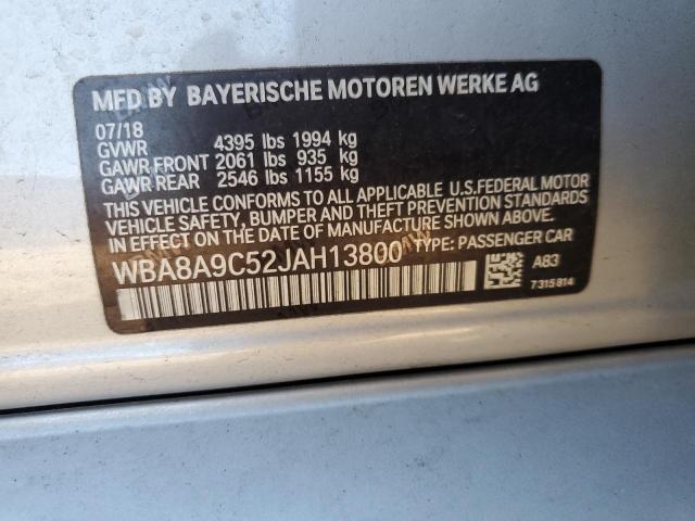 WBA8A9C52JAH13800 - 2018 BMW 320 I SILVER photo 13