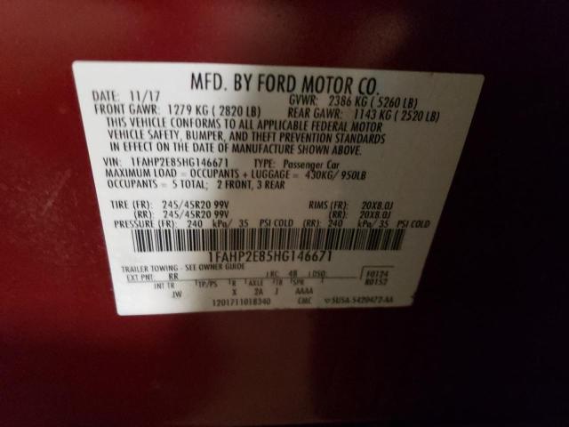 1FAHP2E85HG146671 - 2017 FORD TAURUS SEL BURGUNDY photo 12