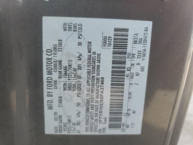 1FTYR10D59PA37468 - 2009 FORD RANGER CHARCOAL photo 12