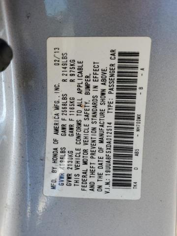 19UUA8F5XDA012514 - 2013 ACURA TL TECH SILVER photo 12