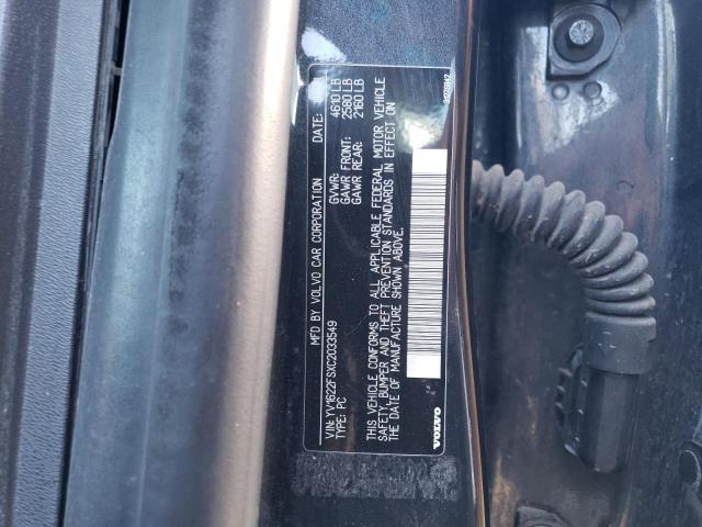 YV1622FSXC2033549 - 2012 VOLVO S60 T5 GRAY photo 12