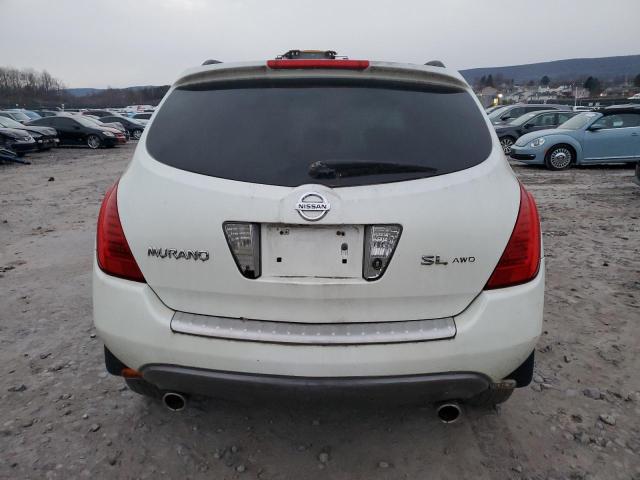 JN8AZ08W77W604465 - 2007 NISSAN MURANO SL WHITE photo 6