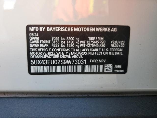 5UX43EU02S9W73031 - 2025 BMW X5 XDRIVE50E WHITE photo 14