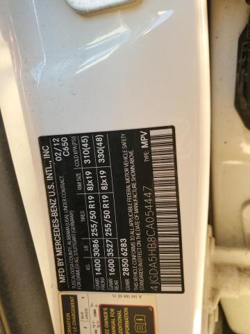 4JGDA5HB8CA054447 - 2012 MERCEDES-BENZ ML 350 4MATIC WHITE photo 13