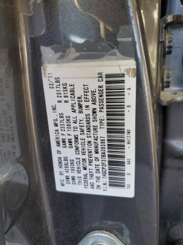 1HGCP2F37BA095967 - 2011 HONDA ACCORD LX GRAY photo 12