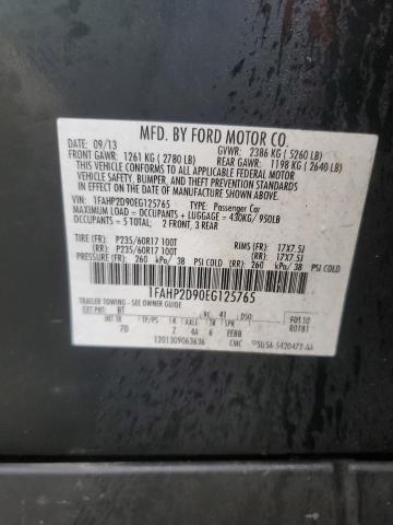 1FAHP2D90EG125765 - 2014 FORD TAURUS SE BLACK photo 12