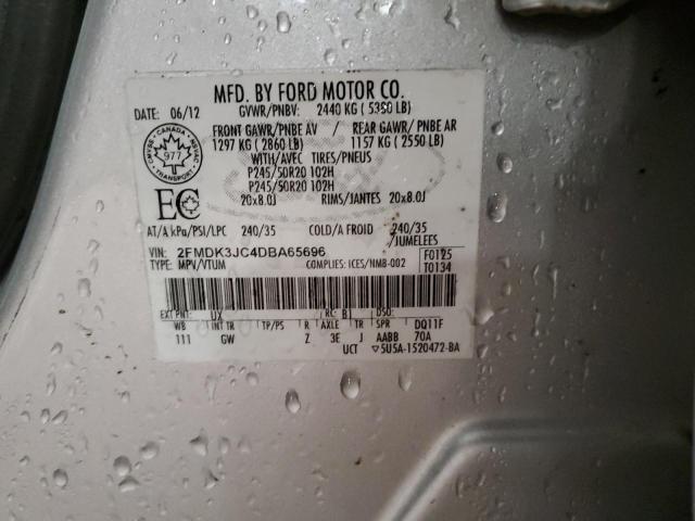 2FMDK3JC4DBA65696 - 2013 FORD EDGE SEL SILVER photo 13