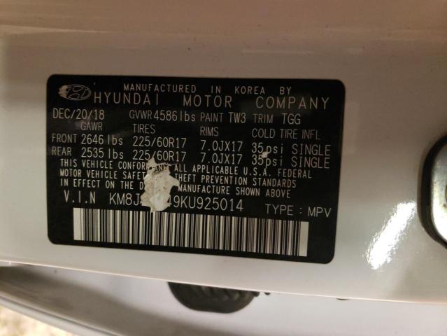 KM8J23A49KU925014 - 2019 HYUNDAI TUSCON SE WHITE photo 12