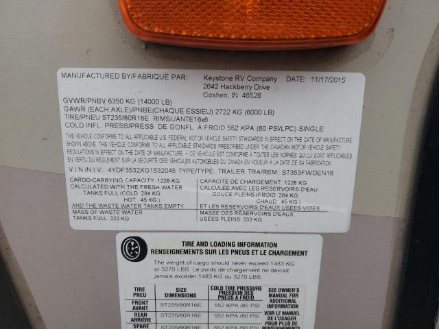 4YDF3532XG1532045 - 2016 KEYSTONE SPRINTER GRAY photo 10