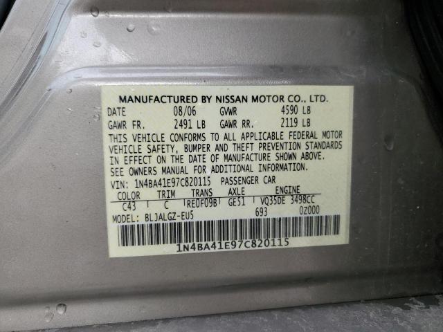 1N4BA41E97C820115 - 2007 NISSAN MAXIMA SE GRAY photo 12