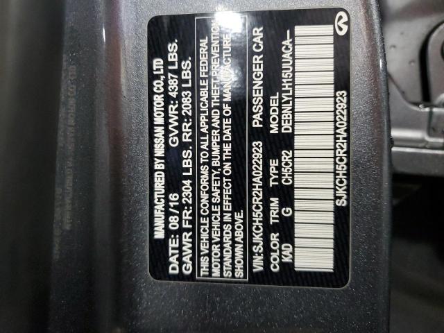 SJKCH5CR2HA022923 - 2017 INFINITI QX30 BASE GRAY photo 12