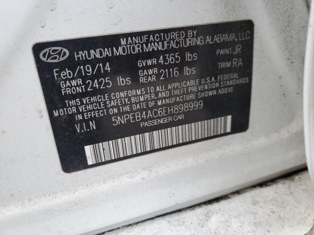 5NPEB4AC6EH898999 - 2014 HYUNDAI SONATA GLS WHITE photo 12