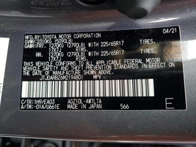 JTJDARBZ6M2194801 - 2021 LEXUS NX 300 BASE 灰色 照片 12