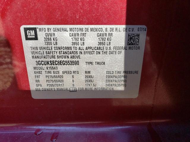 3GCUKSEC8EG553590 - 2014 CHEVROLET SILVERADO K1500 LTZ MAROON photo 12