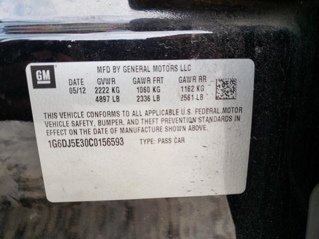 1G6DJ5E30C0156593 - 2012 CADILLAC CTS PERFORMANCE COLLECTION Чорний фото 12