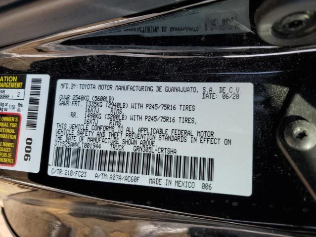 3TYSZ5ANXLT001944 - 2020 TOYOTA TACOMA ACCESS CAB შავი ფოტო 12