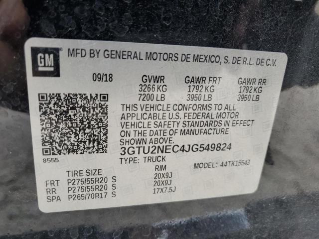 3GTU2NEC4JG549824 - 2018 GMC SIERRA K1500 SLT BLACK photo 12