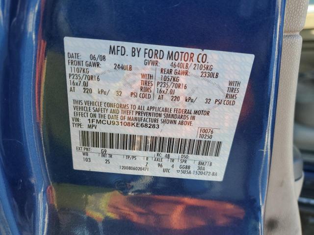 1FMCU93108KE68283 - 2008 FORD ESCAPE XLT BLUE photo 12