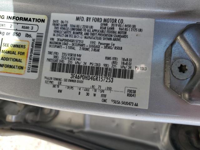 3FA6P0HD4GR157253 - 2016 FORD FUSION SE SILVER photo 13