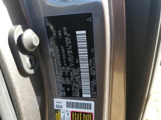 5TDJRKEC1NS117809 - 2022 TOYOTA SIENNA XLE GRAY photo 13