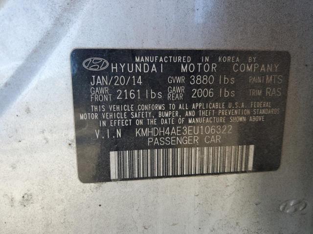 KMHDH4AE3EU106322 - 2014 HYUNDAI ELANTRA SE SILVER photo 12