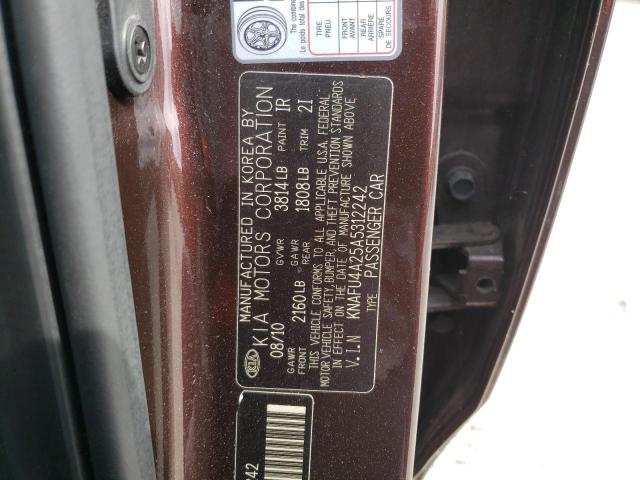 KNAFU4A25A5312242 - 2010 KIA FORTE EX BURGUNDY photo 12