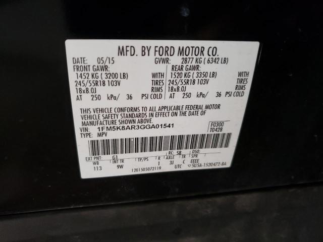 1FM5K8AR3GGA01541 - 2016 FORD EXPLORER POLICE INTERCEPTOR BLACK photo 12