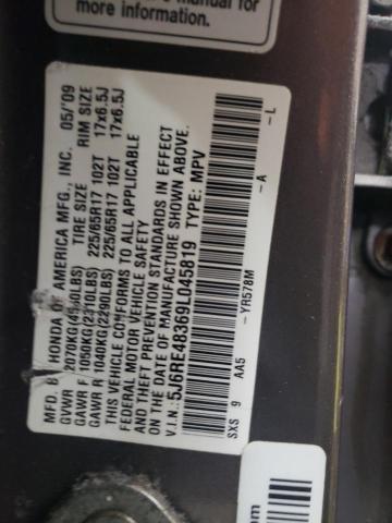 5J6RE48369L045819 - 2009 HONDA CR-V LX GRAY photo 13