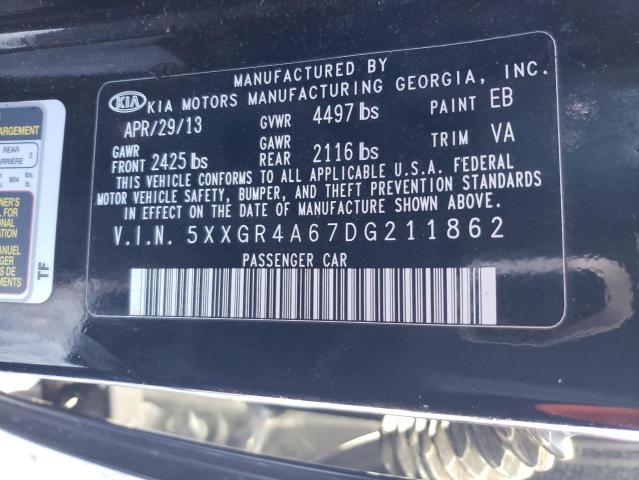 5XXGR4A67DG211862 - 2013 KIA OPTIMA SX BLACK photo 13