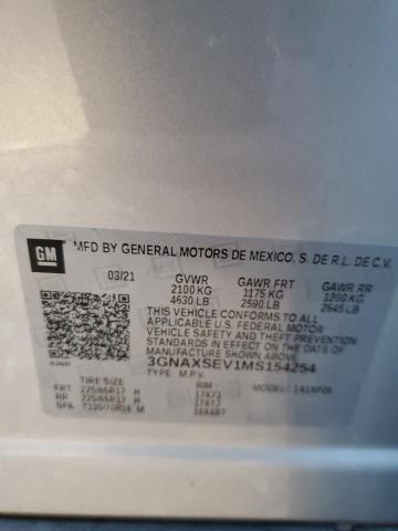 3GNAXSEV1MS154254 - 2021 CHEVROLET EQUINOX LS SILVER photo 13