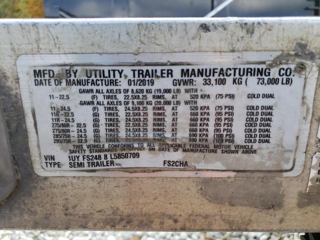 1UYFS2488L5850709 - 2020 UTILITY TRAILER SILVER photo 10