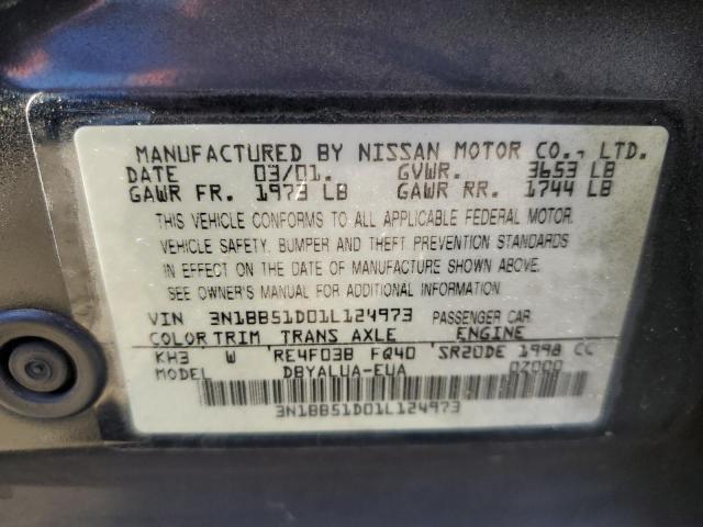 3N1BB51D01L124973 - 2001 NISSAN SENTRA SE BLACK photo 12