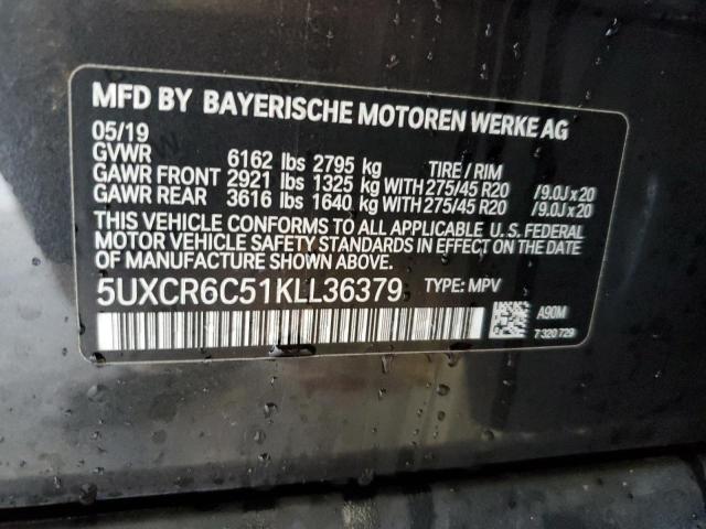 5UXCR6C51KLL36379 - 2019 BMW X5 XDRIVE40I CHARCOAL photo 12