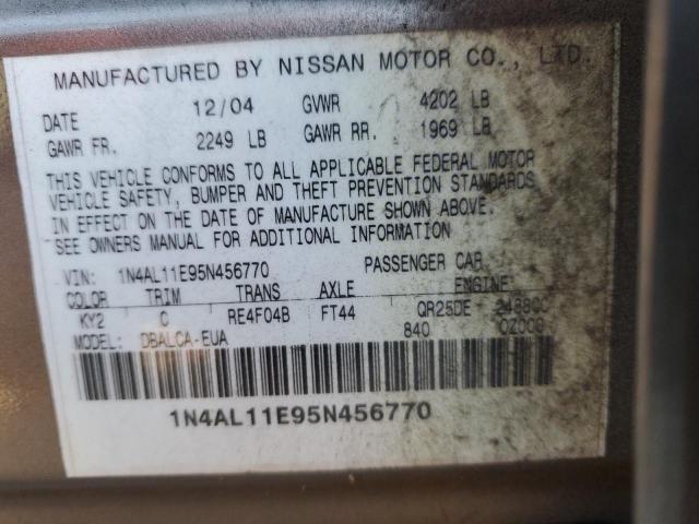 1N4AL11E95N456770 - 2005 NISSAN ALTIMA S BROWN photo 12