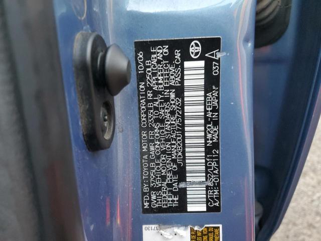 JTDKB20U177572732 - 2007 TOYOTA PRIUS BLUE photo 12